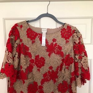Blouse one piece with crochet overlay